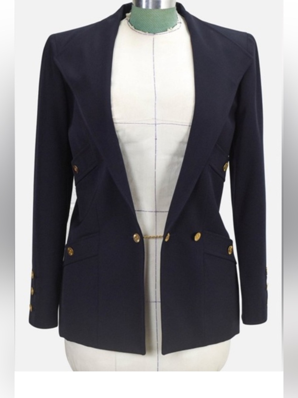 CHANEL Dark Navy Blazer with Gold Buttons